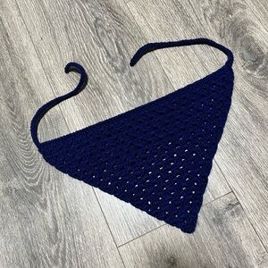 Navy Blue Crochet Hair Scarf
